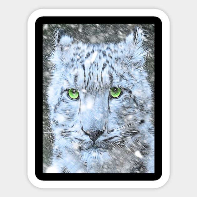 Snow Leopard #2 Sticker by SiSuSiSu